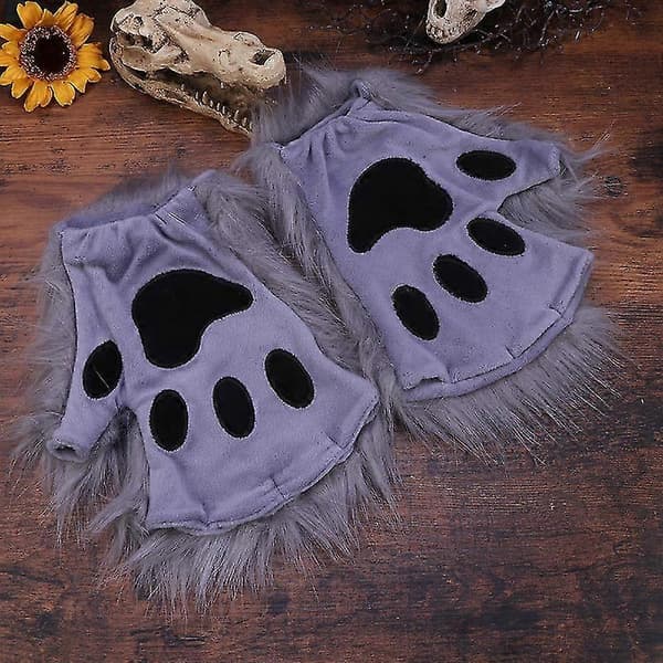 Halvfingerhandskar med tassar Halloween Handvante Halloween Vante Tasshandskar