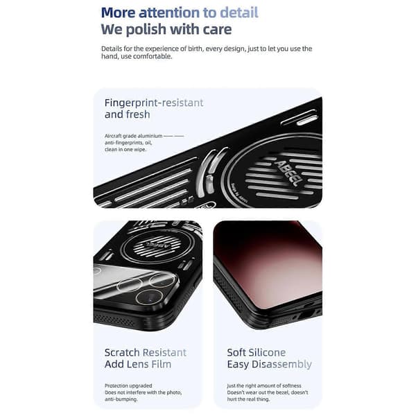 Til Apple iPhone 17 Air ABEEL Ice Series MagSafe Varmeafledende Cover Sort
