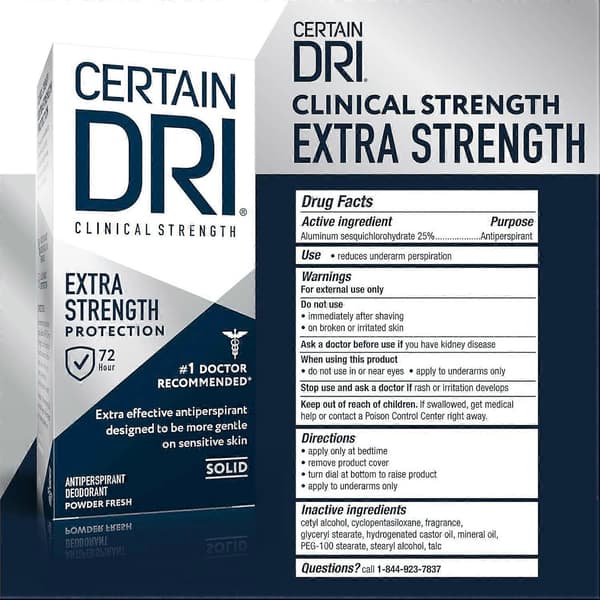 Certain Dri Ekstra Stærk Klinisk Antiperspirant Deodorant, 1,7 Oz