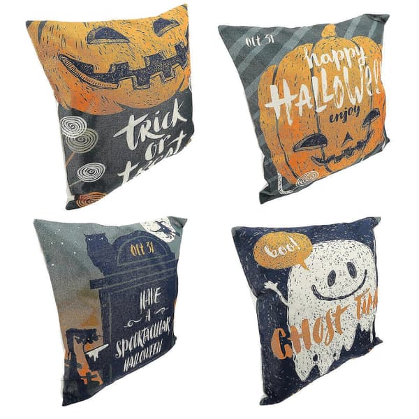 4 stk. Halloween pudebetræk græskar pudebetræk Halloween sofa indretning beige