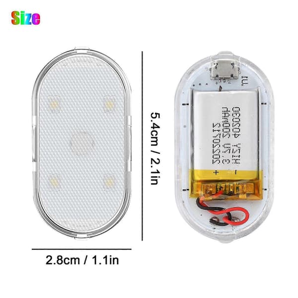 2x Bil Interiør LED Lys 7 Farver USB Opladning Touch Sensor Atmosfære Neon Lampe