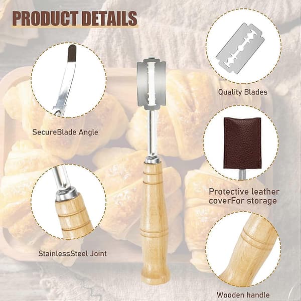 Bakerblad og 10 stk blader, Grignette BakerScarifier Brødblad Brødbarberbladholder Baker, for å skrape brød Scarifier Bakeritilbehør