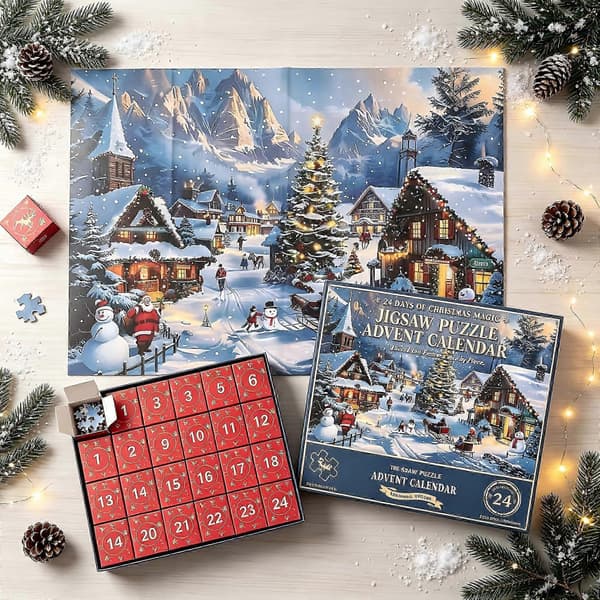 24-dagers nedtelling til jul julekalender 1008 brikkers puslespill for ferien