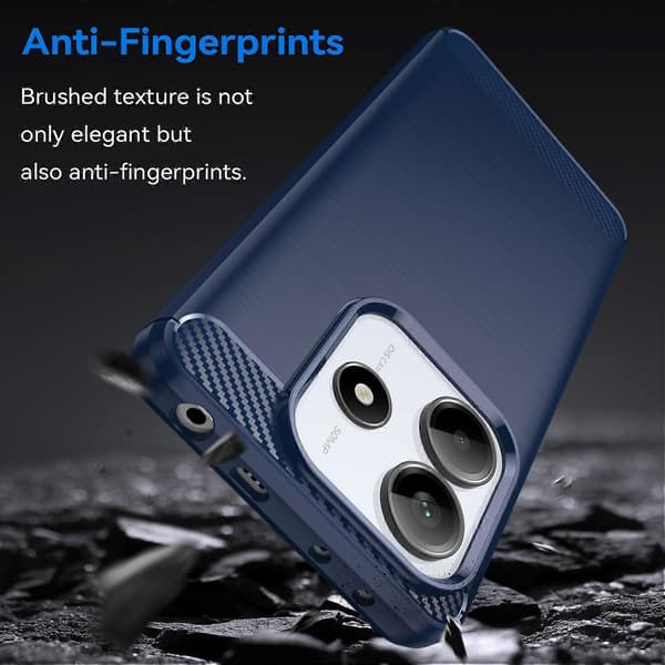 Til Redmi Note 14 5G kulfiber børstet tekstur TPU telefoncover (blå)