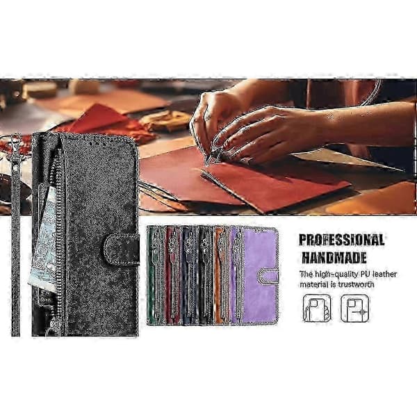 e Etui Til Iphone 16 Beskyttelse Lynlås Magnetisk Lukning Læder Pung Cover Kompatibel Med Iphone 16 Etui