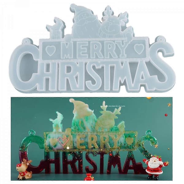 Juleform til juletræspynt Krystal epoxy silikoneforme Julebogstav epoxy silikoneform Glædelig jul Juletræ Jul