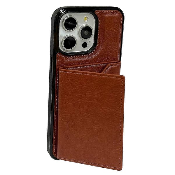 Til iPhone 16 Pro etui korttaske støtteben Tpu+pu telefoncover - Grå