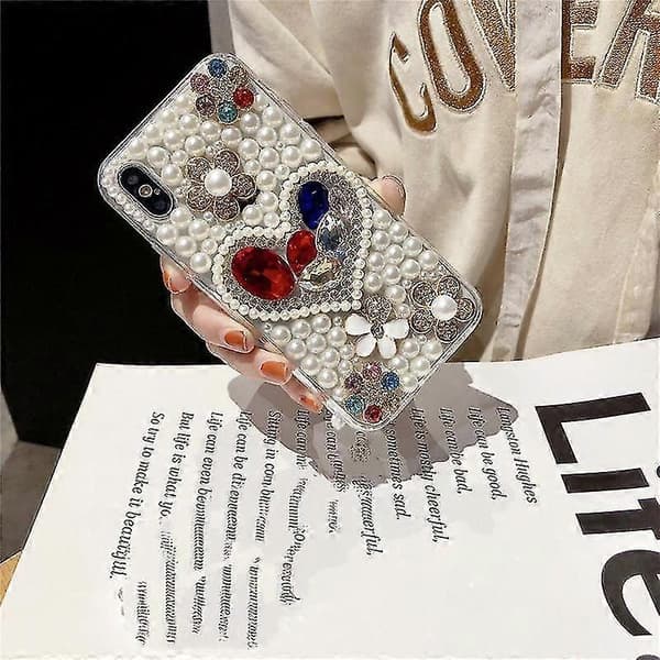 Söt glänsande pärlfodral kompatibel med Iphone 13 Pro Max Glitter Heart Phone Case