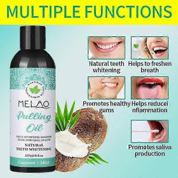 2x Melao kokosolja \"Oil Pulling\" munvatten för fräsch andedräkt A