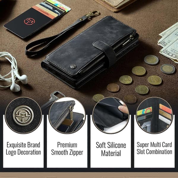 Zipper Wallet Leather Case For iPhone 16