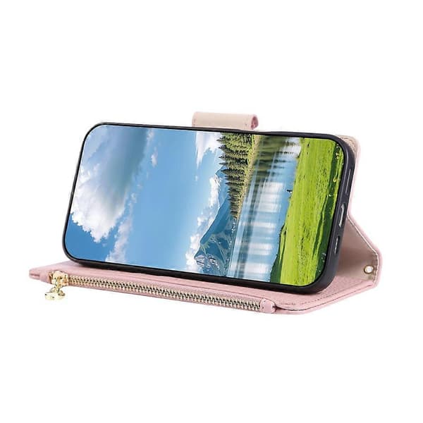 Compatible for iPhone 17 Air Case Zipper Wallet Leather Phone Cover With Wrist Strap