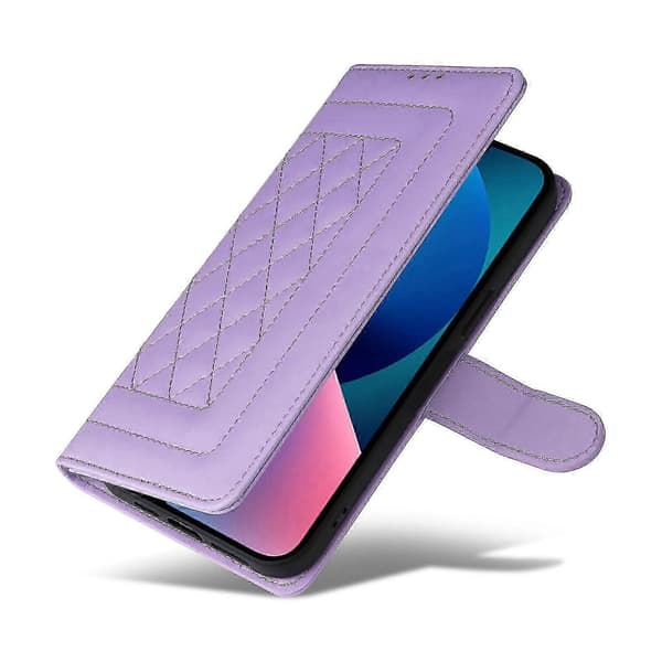 iPhone 13 Diamond Lattice -nahkainen läppäpuhelinkotelo