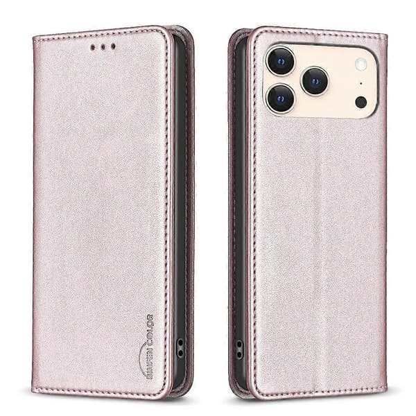 Magnetiskt Läderfodral för iPhone 17 Pro Max (Guld)