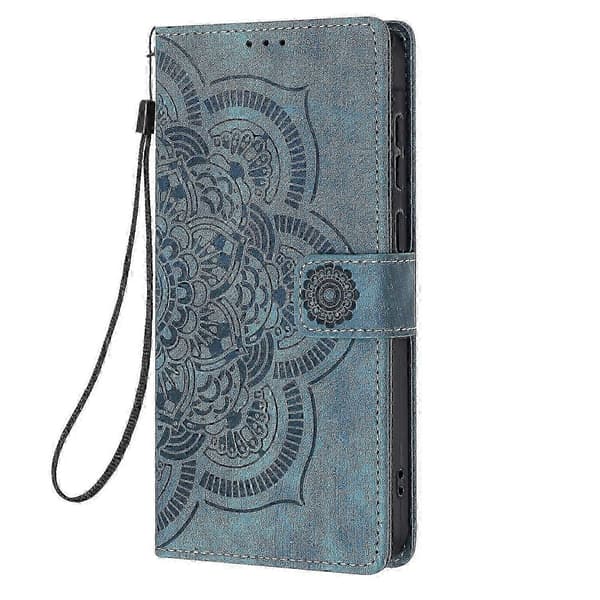 Frosted læder smartphone-etui til Mandala Emed Retro (blå, til Samsung Galaxy S23 5G)