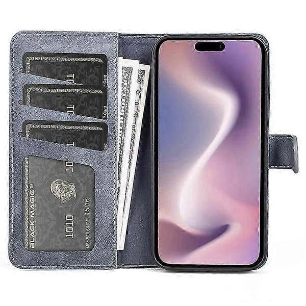 För iPhone 16 Fodral Plånbok Dubbelfärgat Flip Läder Telefonfodral
