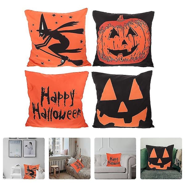 4 stk. Halloween pudebetræk til Halloween dekorationer