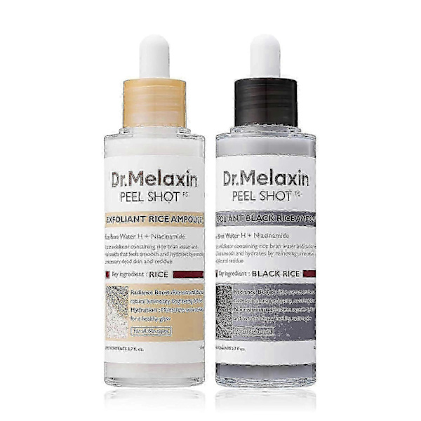 2 STK Dr.Melaxin PEEL SHOT GLOW EXFOLIANT RIS AMPOULLE (HVID RIS/SORT RIS) (kun 1 sort ris)