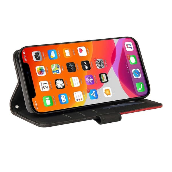 Kompatibel med iPhone 13 Pro etui kortholder PU læder pung flip cover - sort
