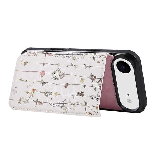 Til iPhone 17 Air Etui Blomst Læder TPU RFID Blokerende Telefoncover Kortpladser - Tørret Blomst