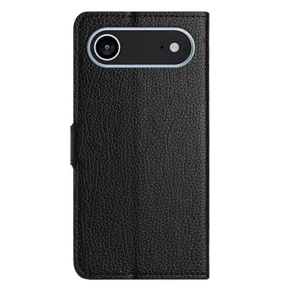 Til iPhone 17 Air Etui PU Læder Pung Telefoncover Litchi Tekstur, Sort