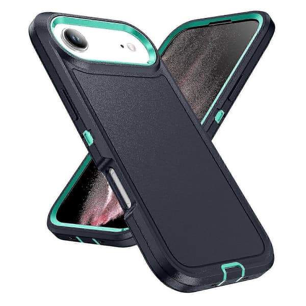 j2T For iPhone 17 Air Deksel PC + Silikon + EVA 3-i-1 Støtsikkert W1B Telefondeksel - Mørkeblå + Lys