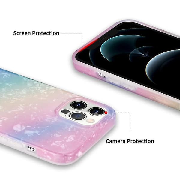 Til iPhone 13 Pro Max Gradient Farve Skal Tekstur IMD TPU Stødsikkert Etui (Gradient Orange Pink)