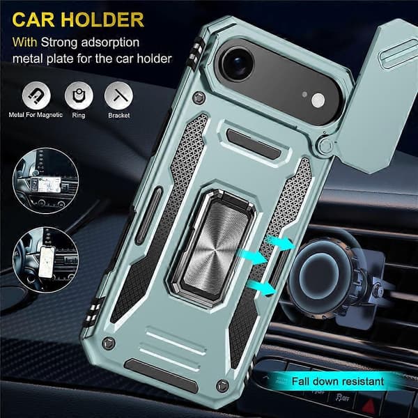 Kompatibel med iPhone 17 Air Cover Kickstand Slide Lens Lock PC + TPU Drop