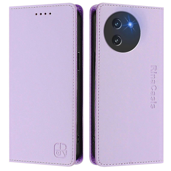 RC01 Dubbelvikt Magnetisk RFID-läderfodral med sugpropp (För DOOGEE Note 59 / Note 59 Pro)