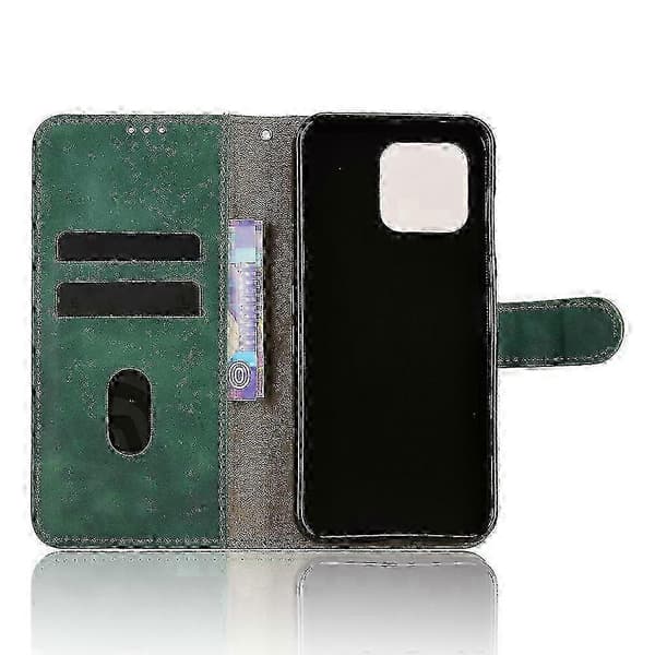 Grönt läderkänsla Anti-Drop Plånboksfodral för Fairphone 6