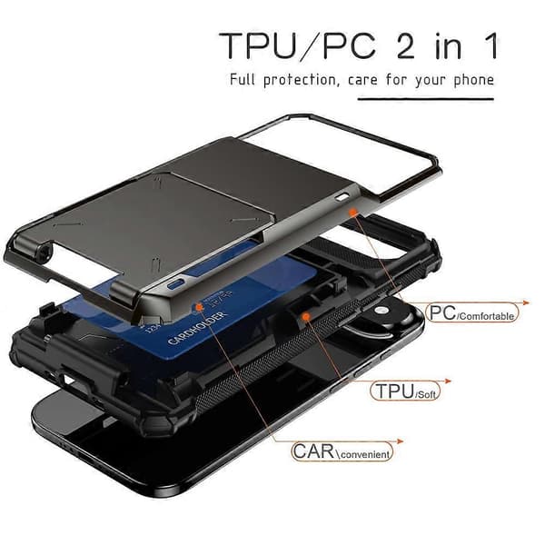 Kompatibel til iPhone 17 Air Case PC + TPU Dual Layer Bagside Telefoncover med kortholder