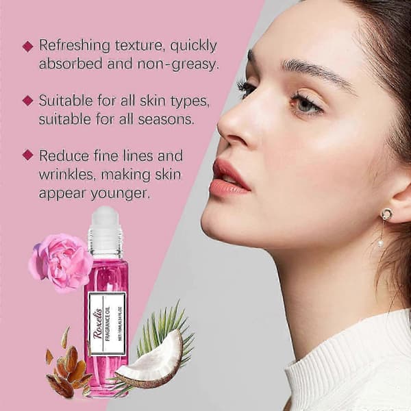 Dame Rose Roll-On Parfume, Bærbar 10 ml Duft til Håndled & Hals, Langvarig Hudvenlig Feminin Duft