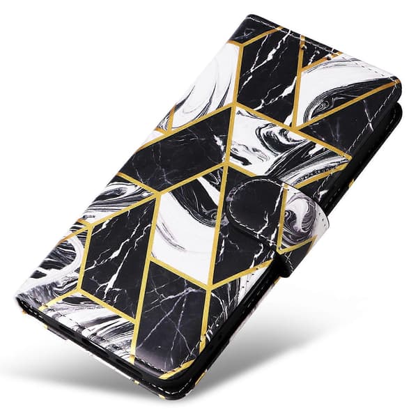 För iPhone 16 Fodral Marmormönster Tryck Läder Plånboksfodral