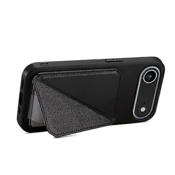 Kompatibel til iPhone 17 Air Case Kortholder Stativ Kalvetekstureret Læder + PC + TPU Telefoncover