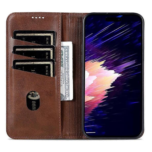 AZNS Compatible for iPhone 17 Air Case Cowhide Texture PU Leather Wallet Phone Cover