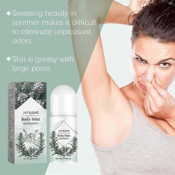 Långvarig Rosmarin Deodorant Roll-on Återfuktande Uppfriskande Kroppslotion, 50ml