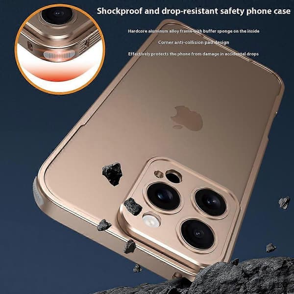 For iPhone 16 Pro Bumperdeksel Varmeavledning Aluminiumlegering Telefondeksel med Spenne/Kameradeksel