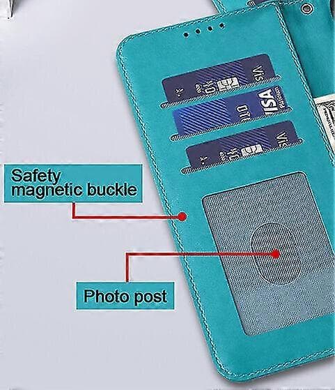 Ny kompatibel med iPhone 13 Pro Max etui lædercover prægning Etui Coque - Blåt træ og hjort