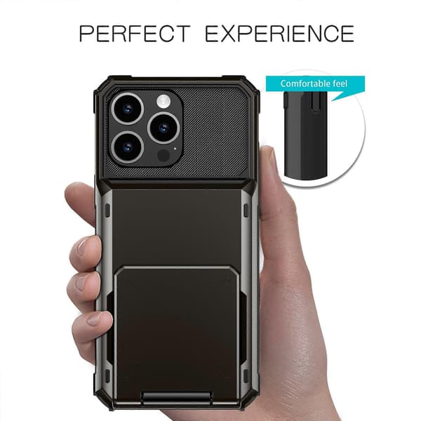 För iPhone 16 Pro Telefonfodral PC+TPU Dubbla Lager Baksida med Korthållare