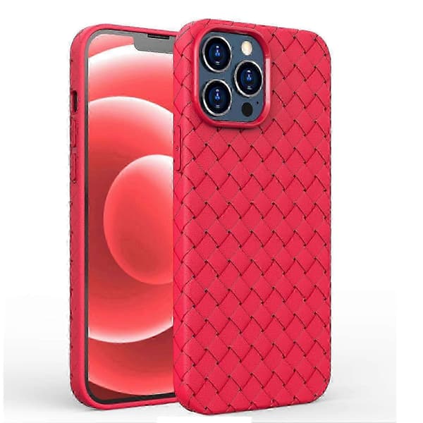 För iPhone 13 Heltäckande Vävt Stötsäkert TPU-fodral (Röd) För iPhone 13