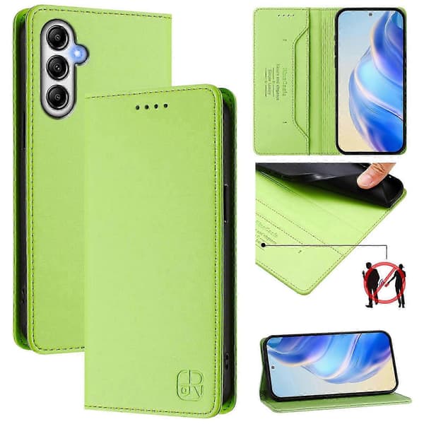 Kompatibelt Läderfodral för Samsung Galaxy A34 5G RINACASIS RC01 Mobilskal med RFID Plånboksstativ (Grön)