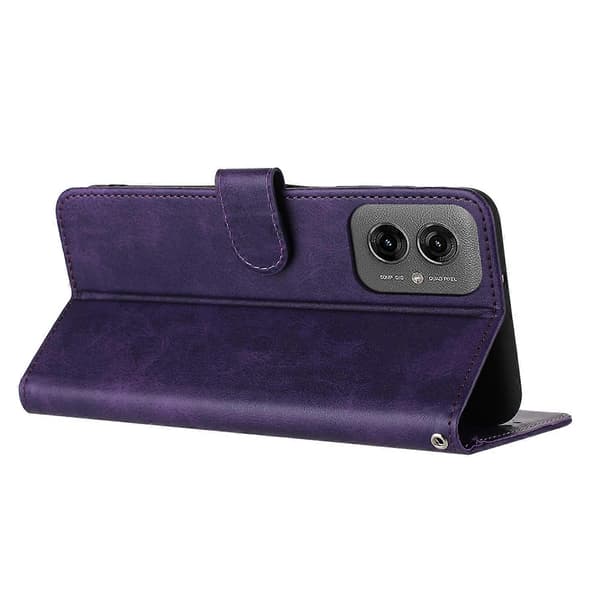 Solid kalvetekstur flip læder telefoncover (til Motorola Moto G55)