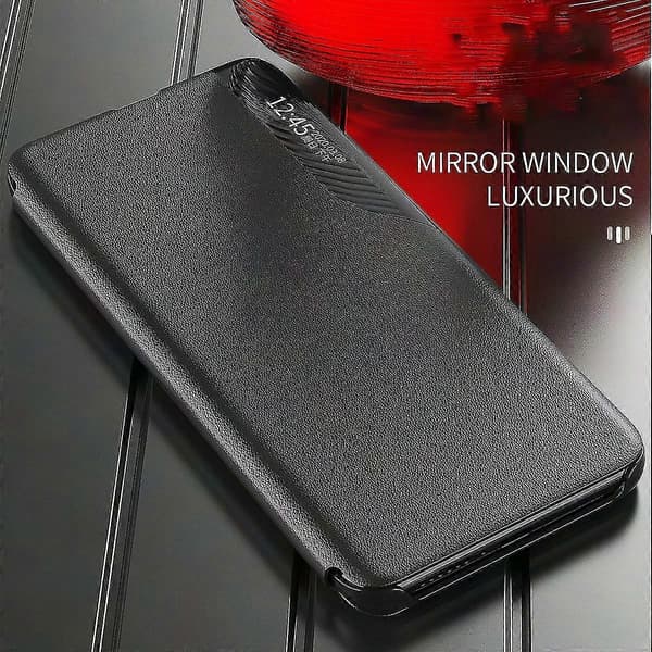 Samsung Galaxy S22 5G Smart View Window Stand Drop-proof Folio Flip Case Cover (Punainen)