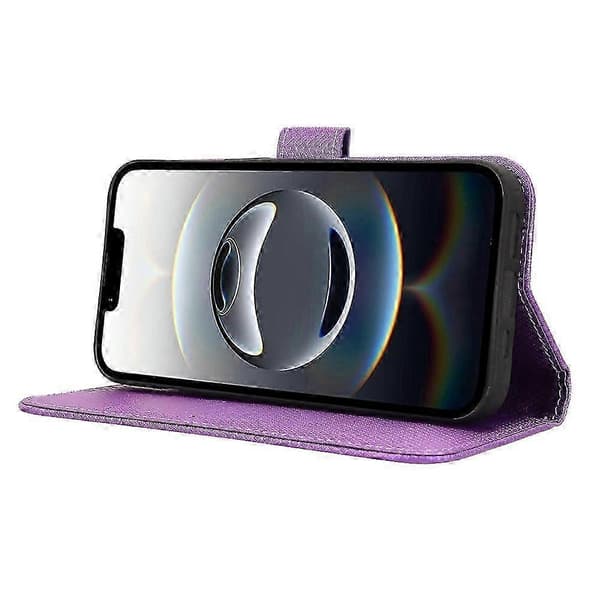 Fodral för iPhone 16e PU Läder Diamant Textur Plånbok Telefonskydd - Lila SZRH A-X