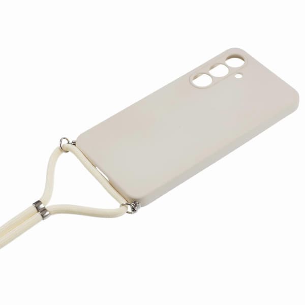 Mobilskal med snodd för Samsung Galaxy S25 Plus(+) Flexibelt TPU-fiberfoder Stötsäkert telefonskal (Vit)