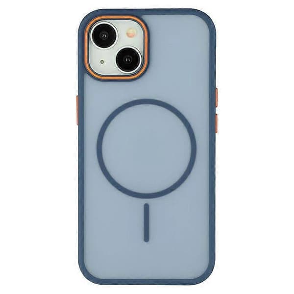 For iPhone 15 Plus Magnetisk Deksel Hudberøring TPU + PC Telefon Bakdeksel (Blå)