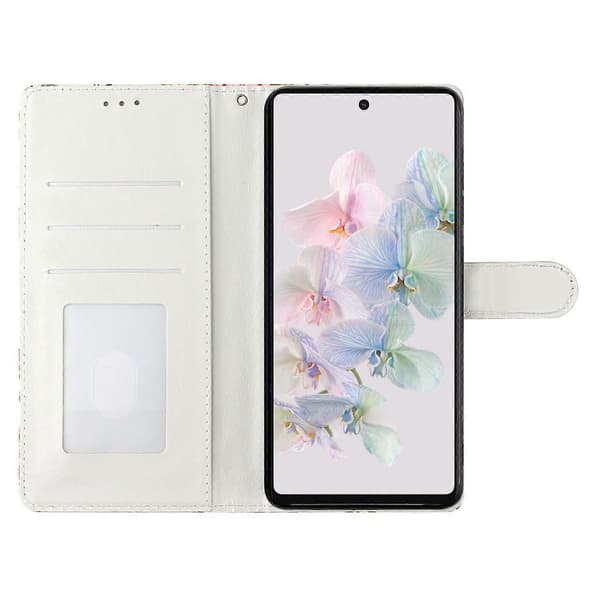 Til Google Pixel 6a Stand Wallet Telefoncover Mønstertryk PU Lædercover med Rem (Drømmefanger)