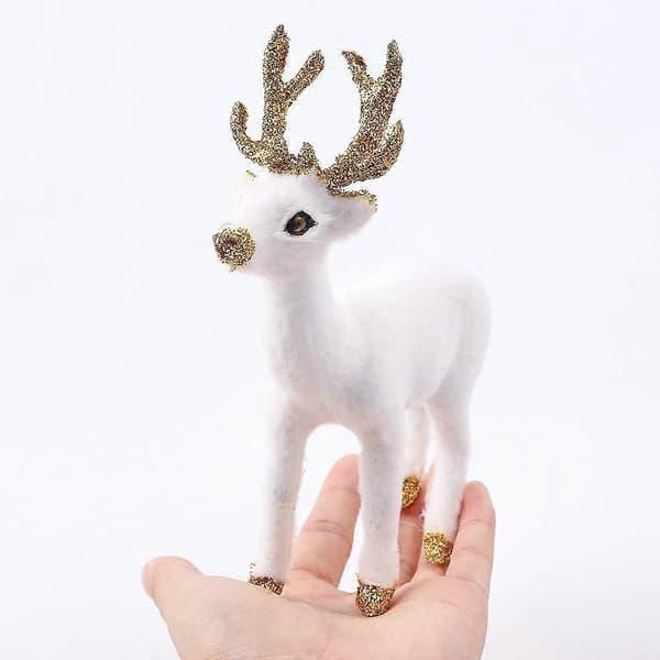 Sett med 2 hvite reinsdyrfigurer til jul - Elegant julepynt