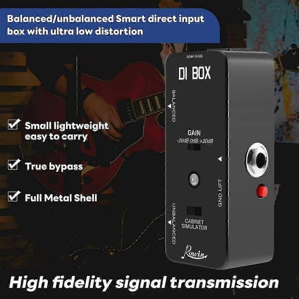DI BOX LEF-331 Micro-DI med Cab Sim og Gain Gitar Effektpedal Ekte Bypass