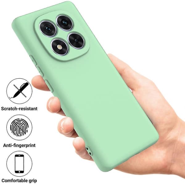 Solid Färgad Flytande Silikon Fallsäkert Fulltäckande Mobilskal (Grön, För Redmi Note 14 Pro 5G)