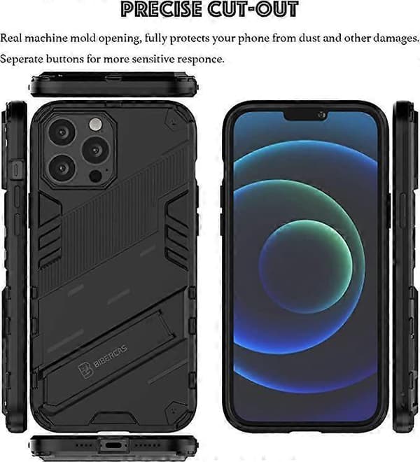 Deksler til iPhone 13 Pro Max, panserdeksel med stativ, militærgradert beskyttelse, støtbestandig støtfanger, mobildeksel til Apple iPhone 13 Pro Max (6.